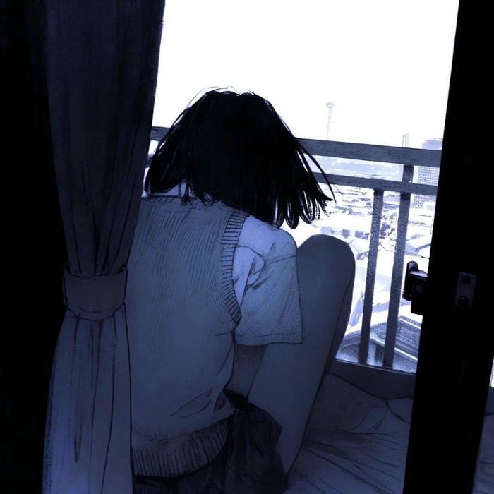 Ảnh đại diện buồn nữ ngồi bên cửa sổ mưa