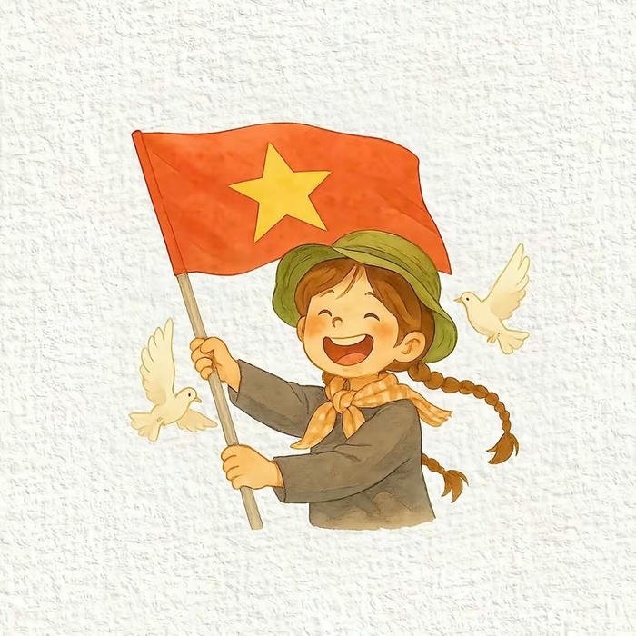 Ảnh đại diện cờ Việt Nam chiến sĩ hoạt hình cầm cờ