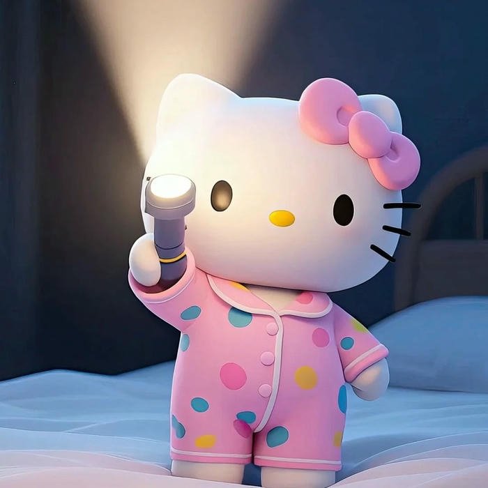 Ảnh đại diện kitty cầm đèn pin phát sáng trong đêm