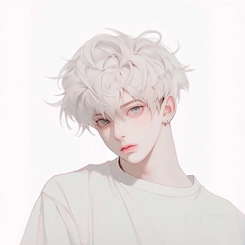 Ảnh đại diện nam anime tóc trắng da hồng điển trai