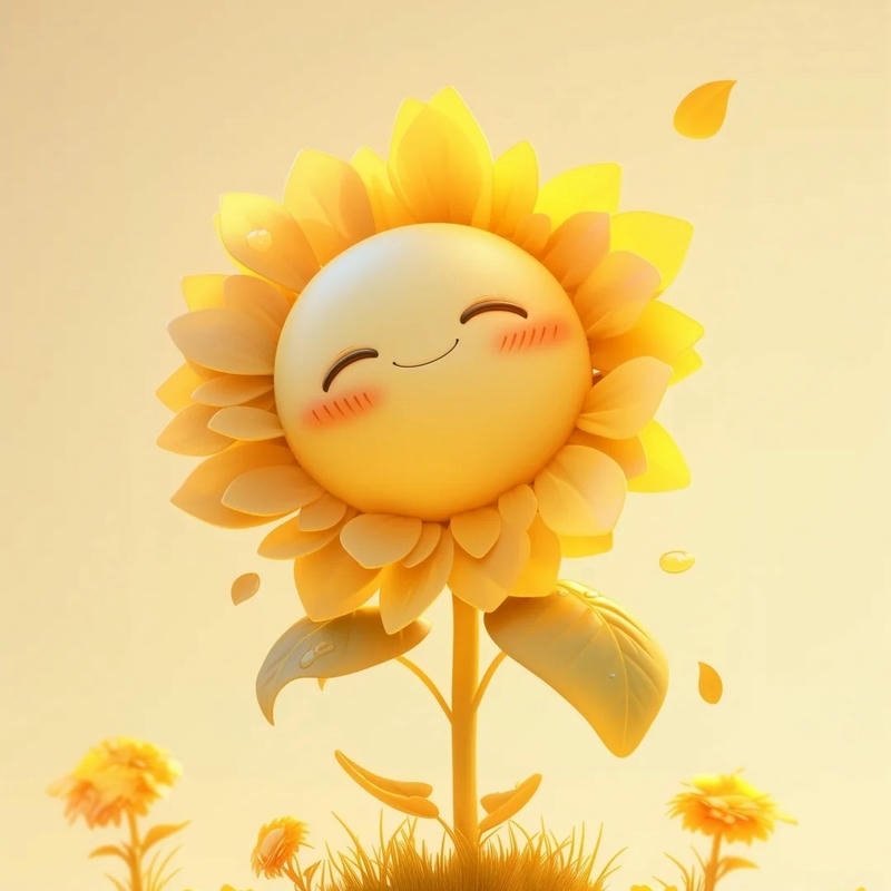 Ảnh hoa hướng dương mặt cười 3D cute đáng yêu