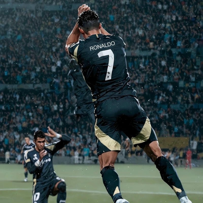 Ảnh khoảnh khắc Ronaldo bật cao ăn mừng Siuu kinh điển