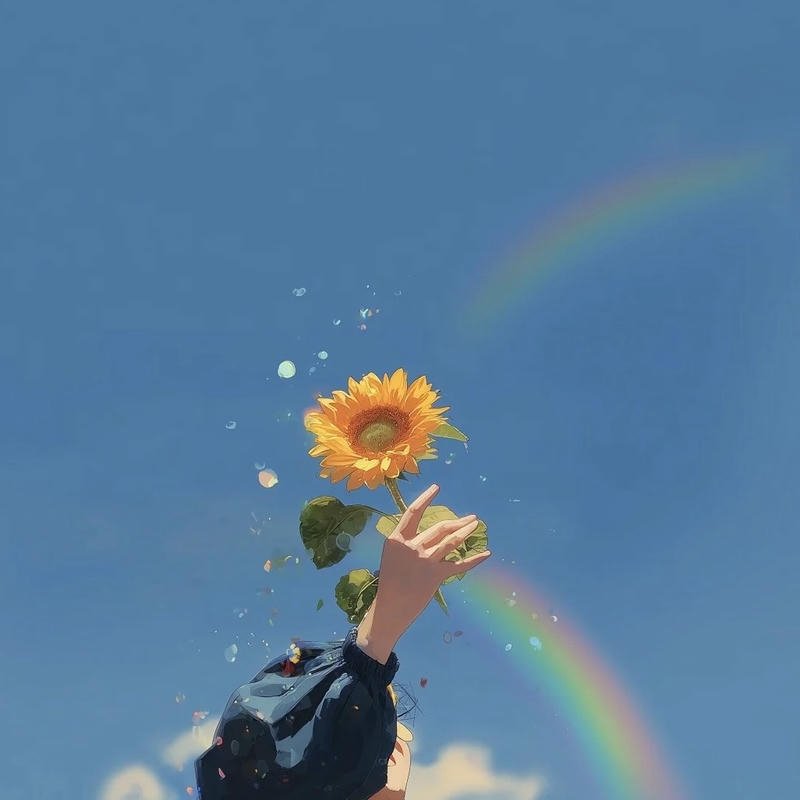 Ảnh nghệ thuật bàn tay cầm hoa hướng với bầu trời