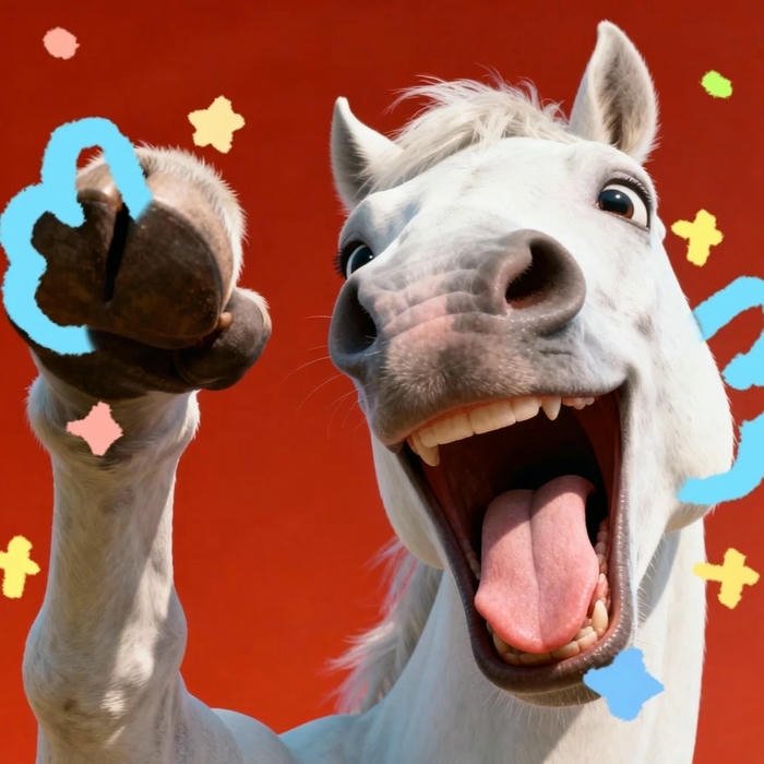 Ảnh ngựa cười nhe răng lấp lánh rất sảng khoái