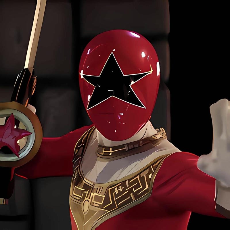 Ảnh ninja đỏ ngôi sao cầm kiếm thủ thế