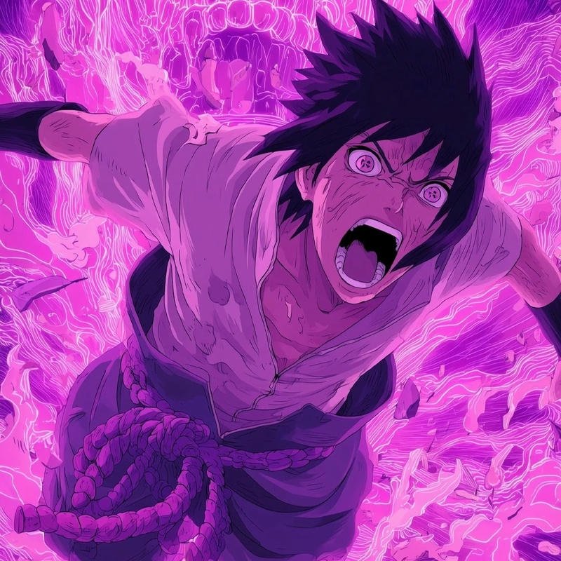 Ảnh sasuke gào thét sức mạnh tím bùng nổ