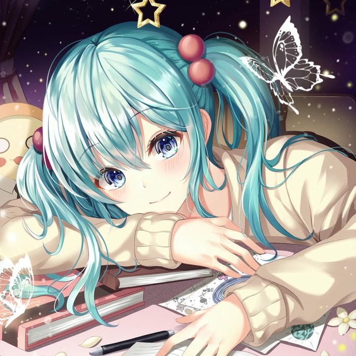 Anime avatar cô gái tóc xanh phong cách fantasy