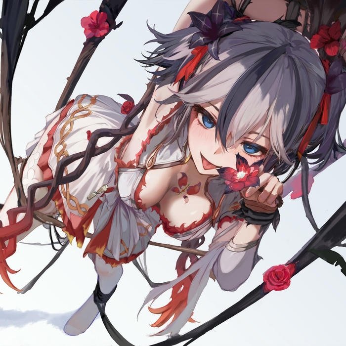 Anime avatar nữ chiến binh tóc bạc ánh mắt sắc bén