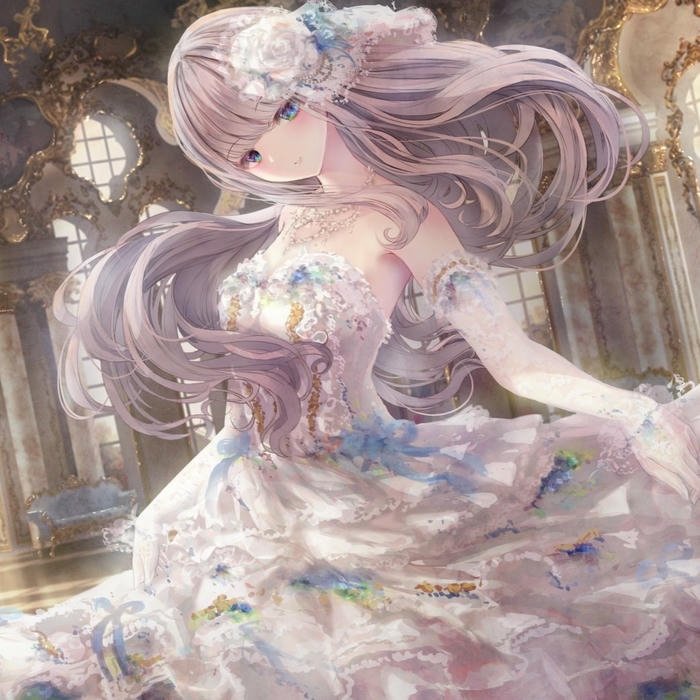 Anime avatar nữ tóc dài phong cách nghệ thuật mơ màng