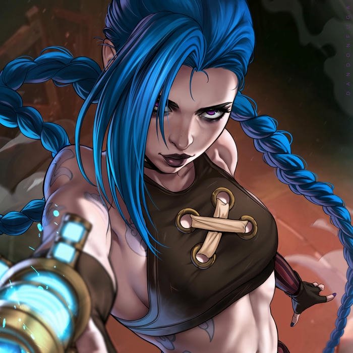 Anime avatar nữ tóc xanh tạo hình chiến binh mạnh mẽ