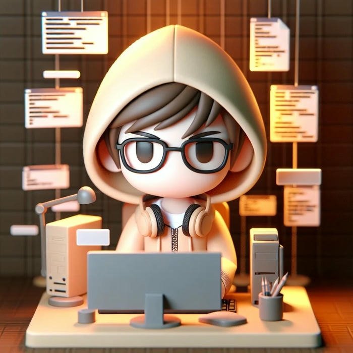 Avatar 3d chàng trai ngồi bàn làm việc vui vẻ