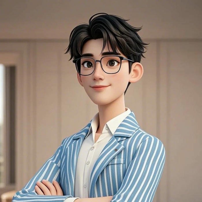 Avatar 3d chàng trai tri thức khoanh tay tự tin