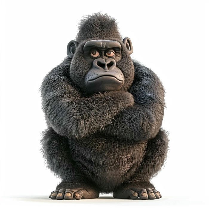 Avatar 3d khỉ đột đen tạo dáng mạnh mẽ ngầu