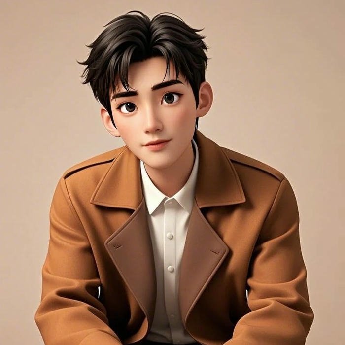 Avatar 3d nam thần mặc áo vest nâu lịch lãm