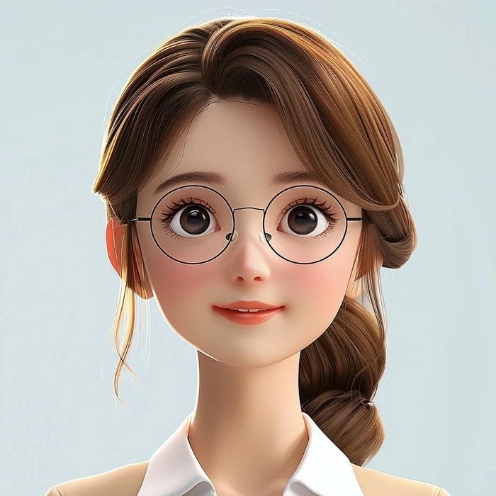 Avatar 3d nữ cô gái đeo kính cười duyên dáng