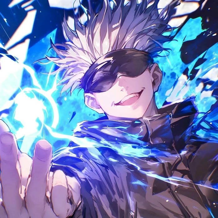 Avatar Gojo cười tự tin với quả cầu năng lượng xanh