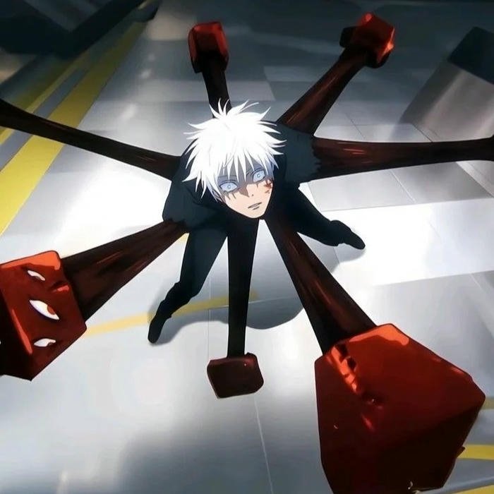 Avatar Gojo đứng trên công trình kiến trúc đỏ rất độc đáo