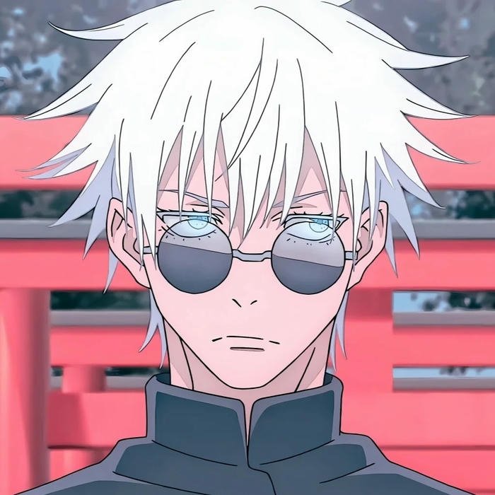 Avatar Gojo ngầu đeo kính đứng trước cổng đền thờ đỏ