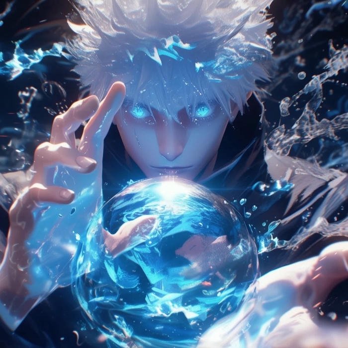 Avatar Gojo tạo dáng thi triển thuật thức màu xanh đẹp