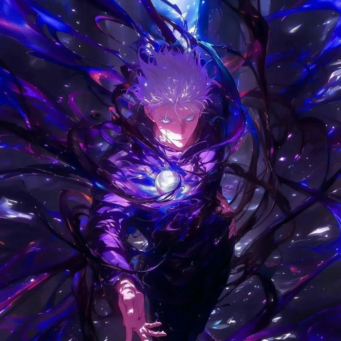 Avatar Gojo thi triển thuật thức màu tím đầy ma mị