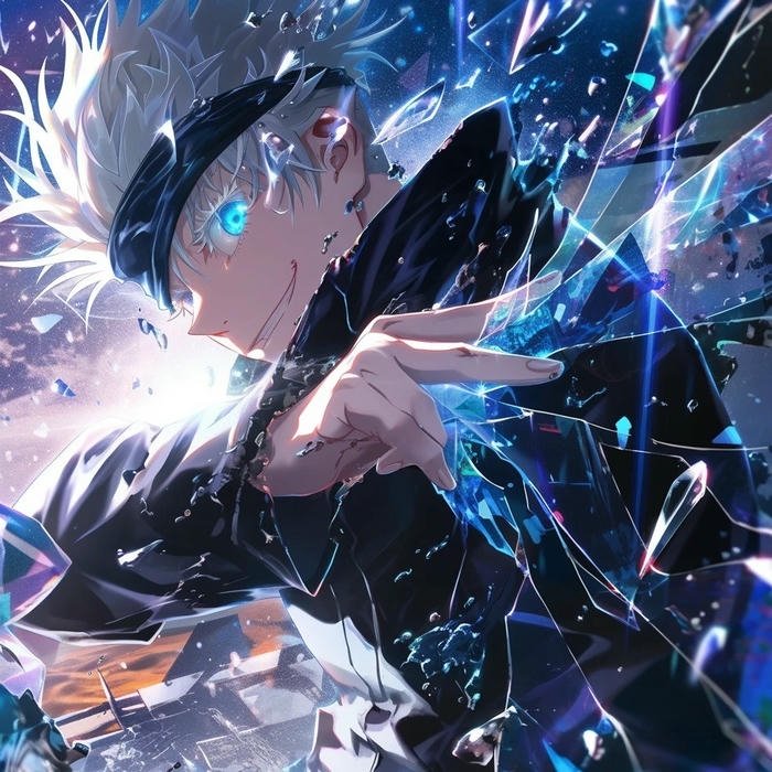 Avatar anime Gojo hành động cực ngầu trong làn khói xanh