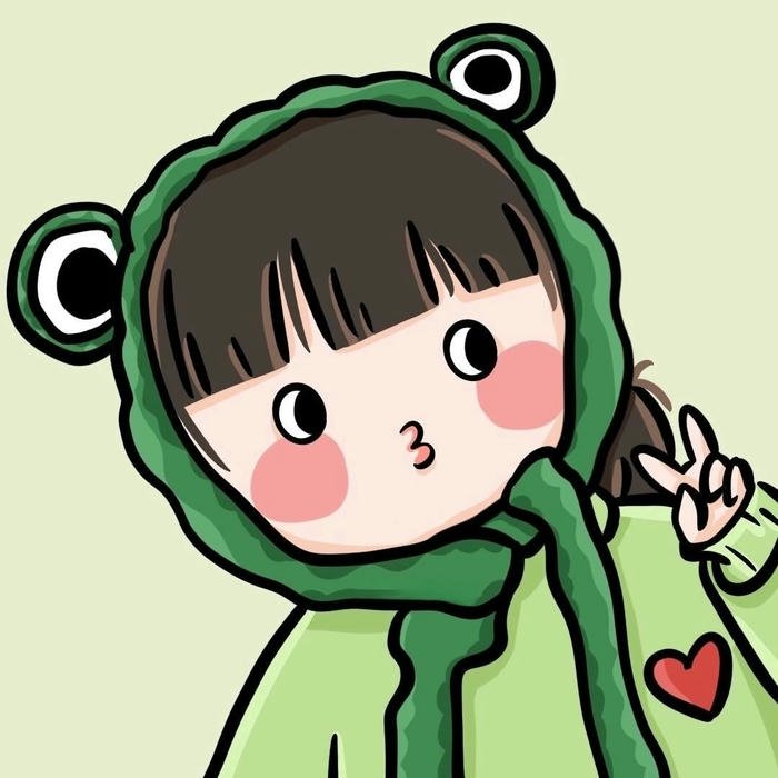 Avatar anime cute phô mai que cô bé mặc áo ếch xanh