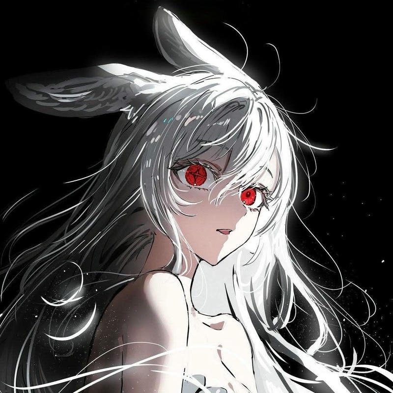 Avatar anime nữ chất nét vẽ chì mắt đỏ sắc sảo