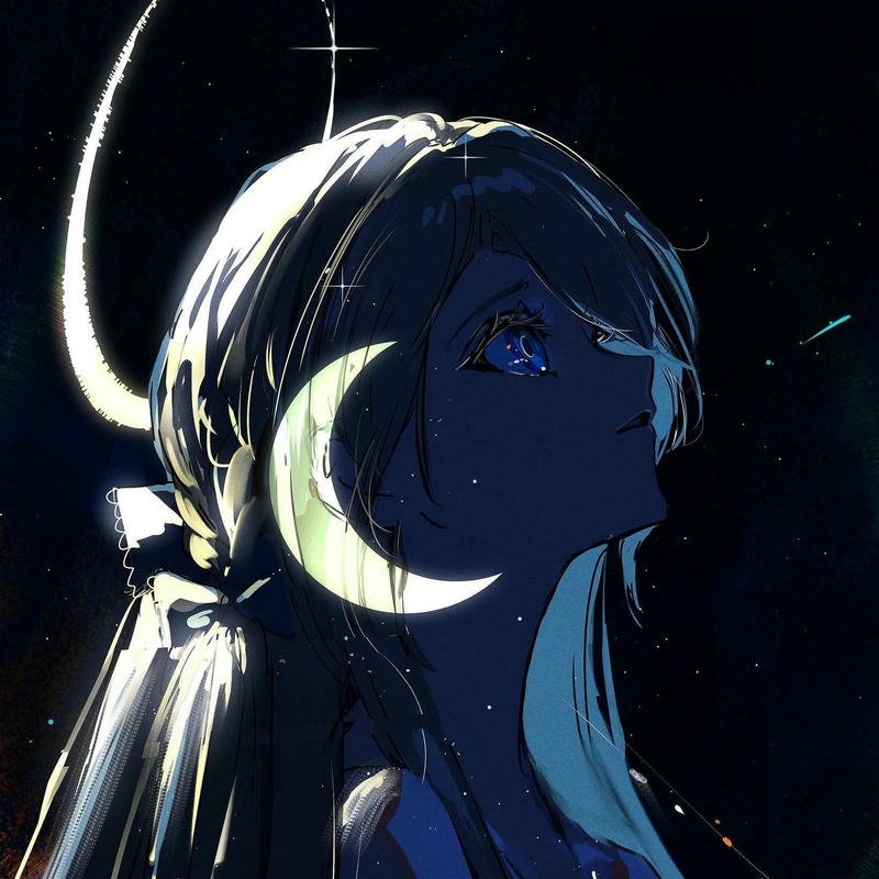 Avatar anime nữ ngầu lạnh lùng góc nghiêng dưới ánh trăng