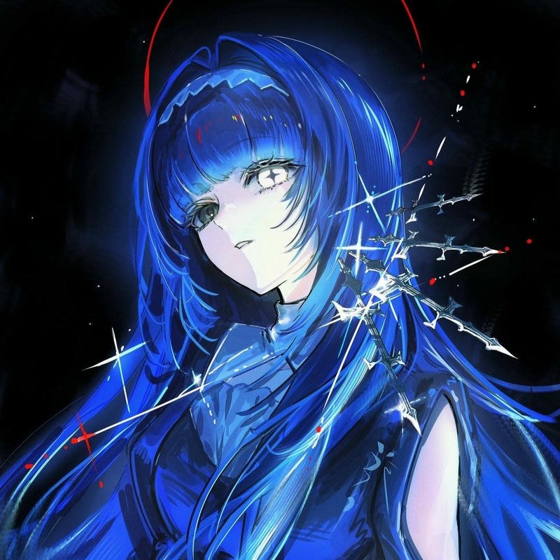 Avatar anime nữ ngầu lạnh lùng hiệu ứng kính vỡ xanh