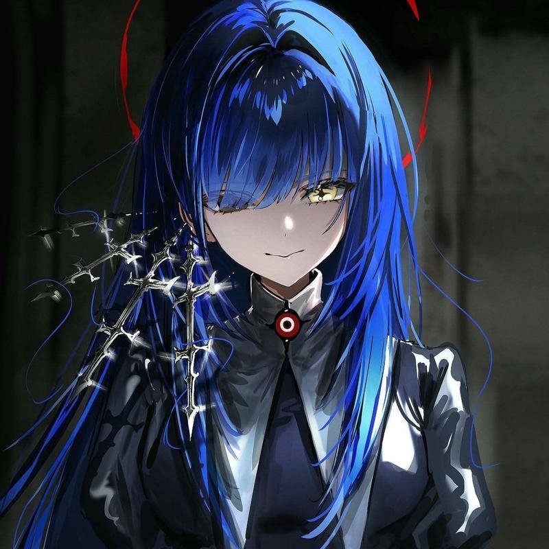 Avatar anime nữ ngầu lạnh lùng mặc vest xanh huyền bí