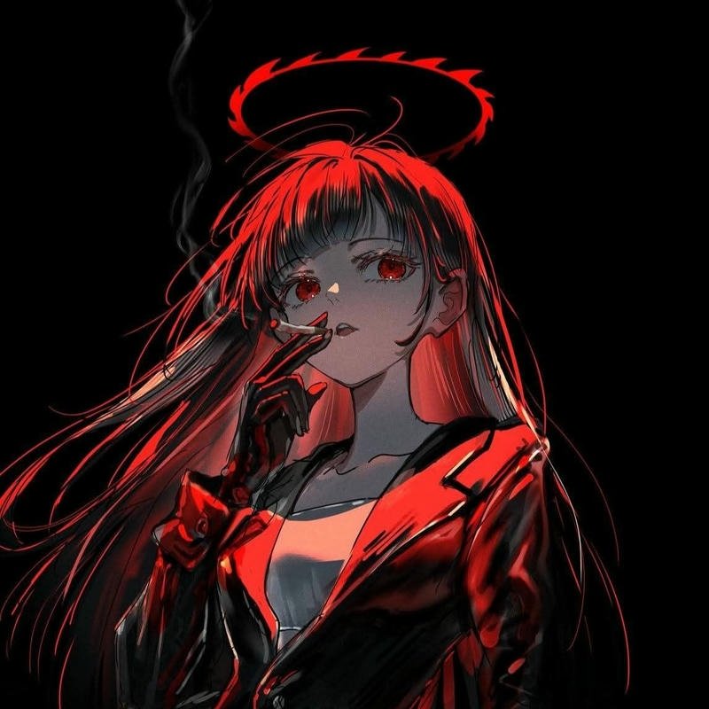 Avatar anime nữ ngầu lạnh lùng mắt đỏ rực tà ác