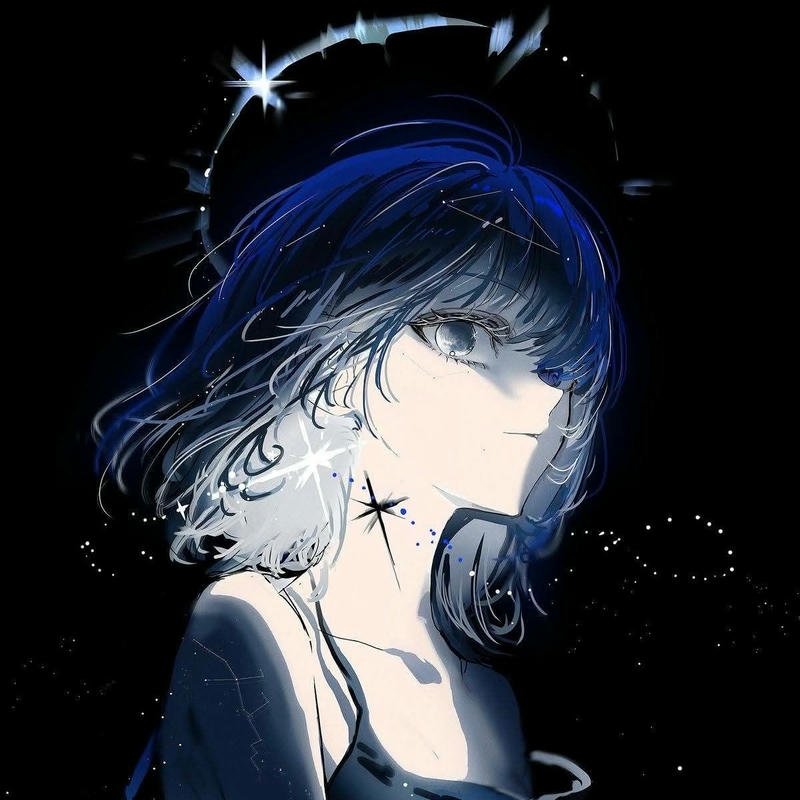 Avatar anime nữ ngầu lạnh lùng tóc phát sáng xanh dương