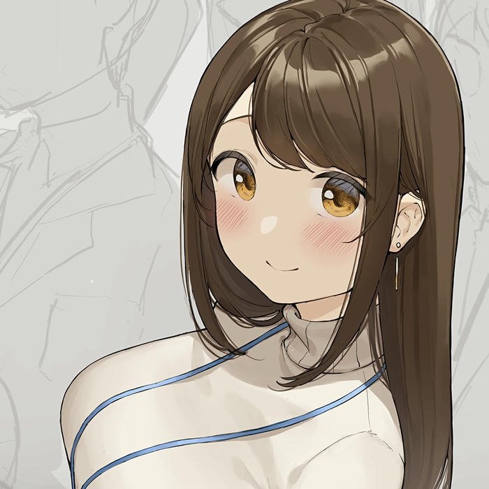 Avatar anime nữ tóc nâu phong cách tối giản