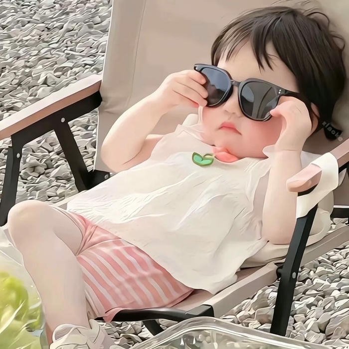 Avatar bé trai ngầu đeo kính râm ngồi ghế hóng mát