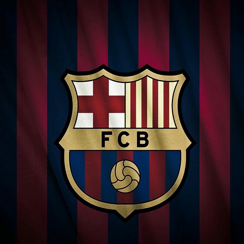 Avatar bóng đá đẹp logo Barcelona trên nền sọc tối
