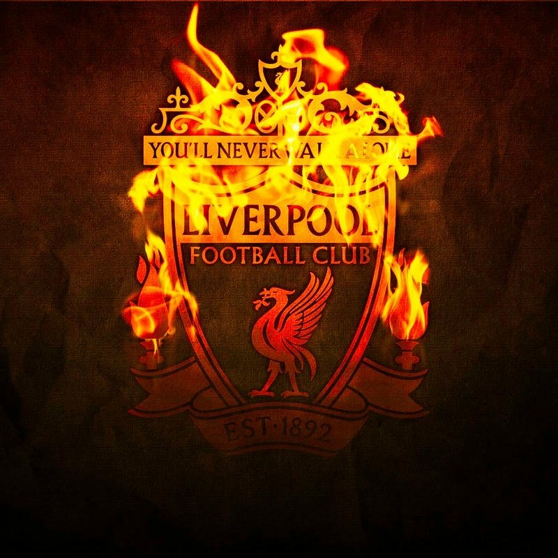 Avatar bóng đá đẹp logo Liverpool rực lửa màu vàng cam