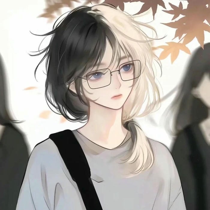 Avatar buồn nữ anime đeo kính tóc ngắn cá tính