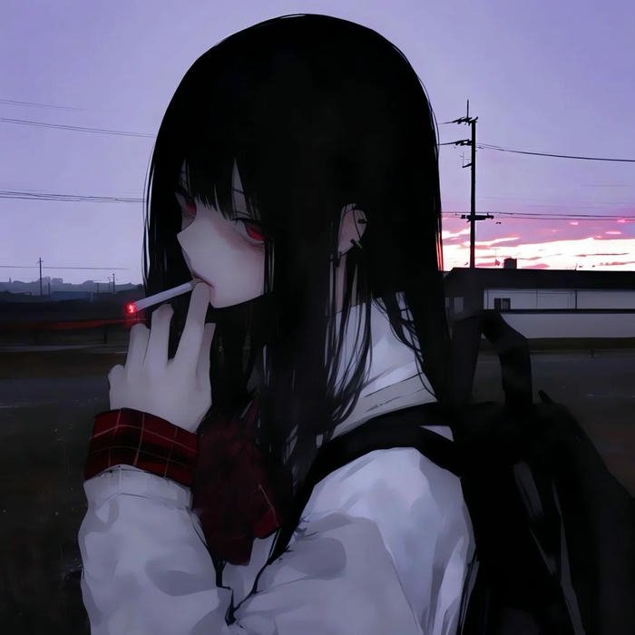 Avatar buồn nữ anime đứng hóng gió chiều tà đẹp