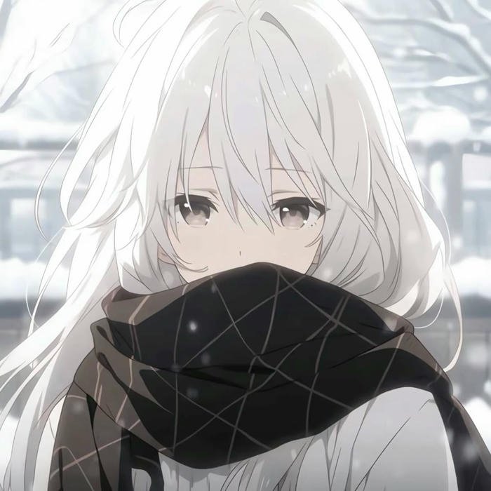Avatar buồn nữ anime quàng khăn len mùa đông lạnh