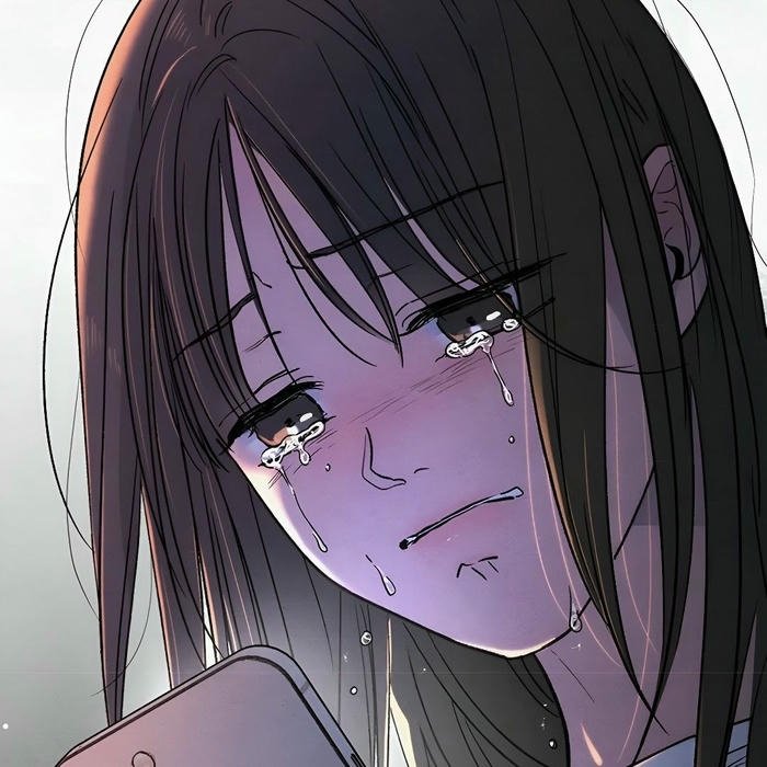 Avatar buồn nữ anime tóc đen khóc trong bóng tối