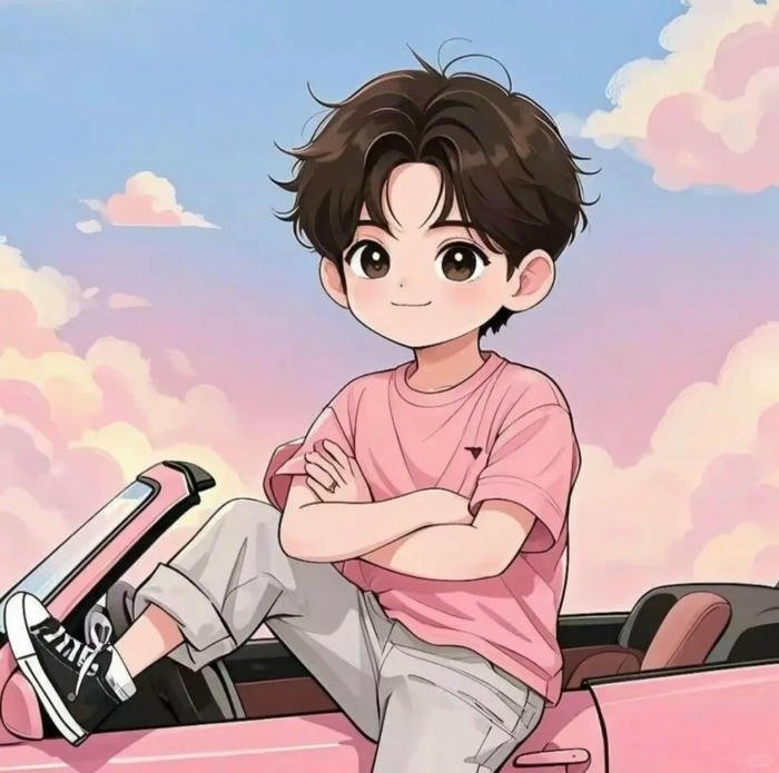 Avatar cặp hoạt hình 16 bạn nam lái xe hồng cực ngầu