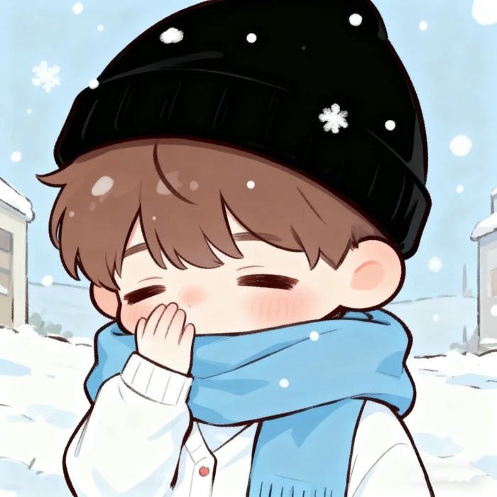 Avatar cặp hoạt hình 18 bạn nam quàng khăn xanh ấm áp