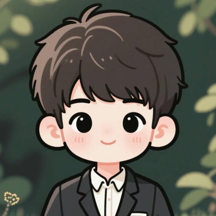 Avatar chibi bé trai mặc vest đen thắt cà vạt