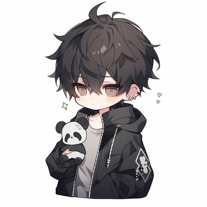 Avatar chibi bé trai ôm gấu trúc nhỏ đáng yêu quá