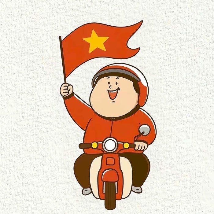 Avatar cờ đỏ sao vàng bé trai đi xe máy