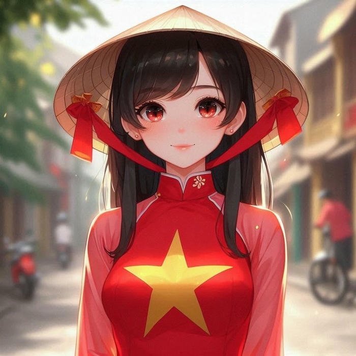 Avatar cờ đỏ sao vàng cô gái áo dài nón lá