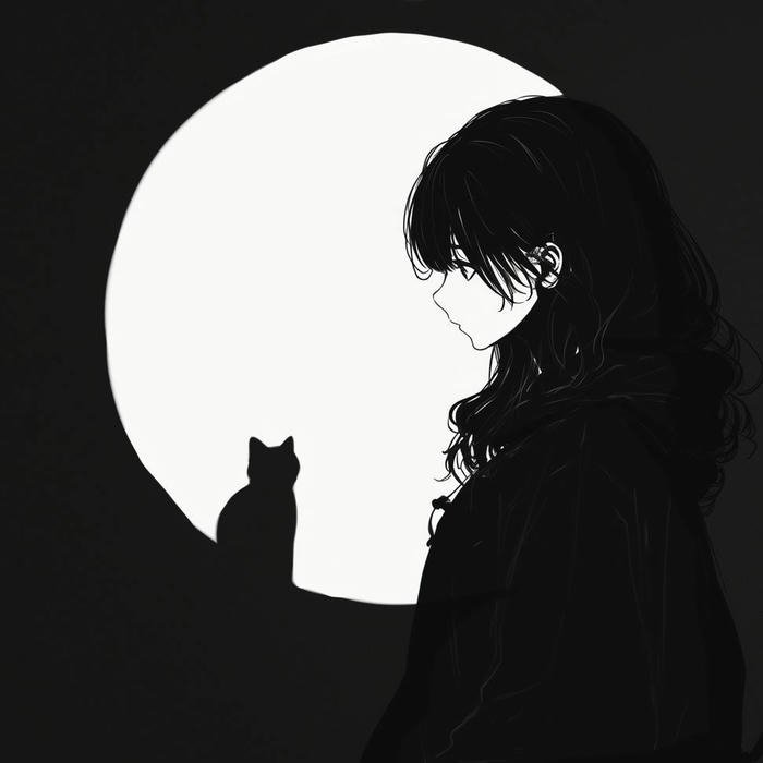 Avatar cô đơn cô gái nhìn trăng tròn sáng rực