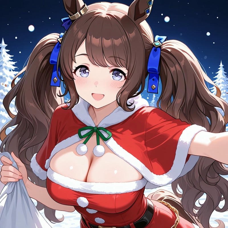 Avatar cute nữ giáng sinh tóc nâu buộc hai bên