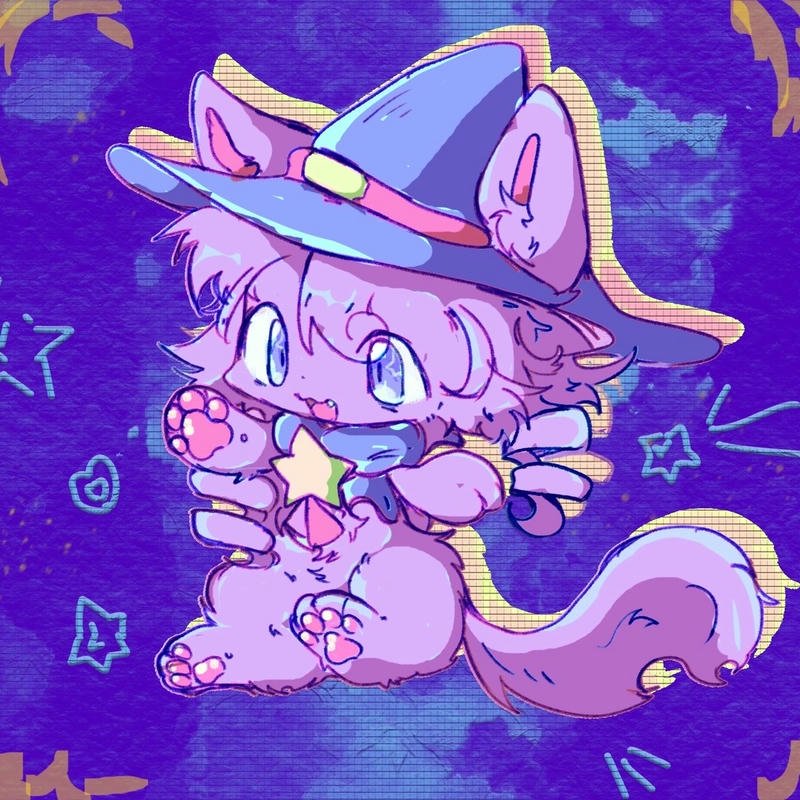 Avatar cute nữ mèo tím mắt to tròn lấp lánh