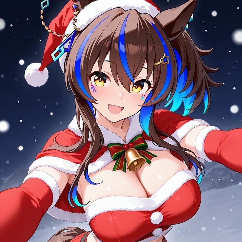 Avatar cute nữ tai thú trang phục noel đỏ rực